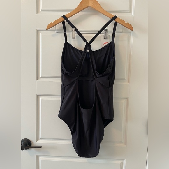 NWT** SPEEDO SIS ColorBlock Racerback One Piece Swimsuit | L | Black - Picture 11 of 14